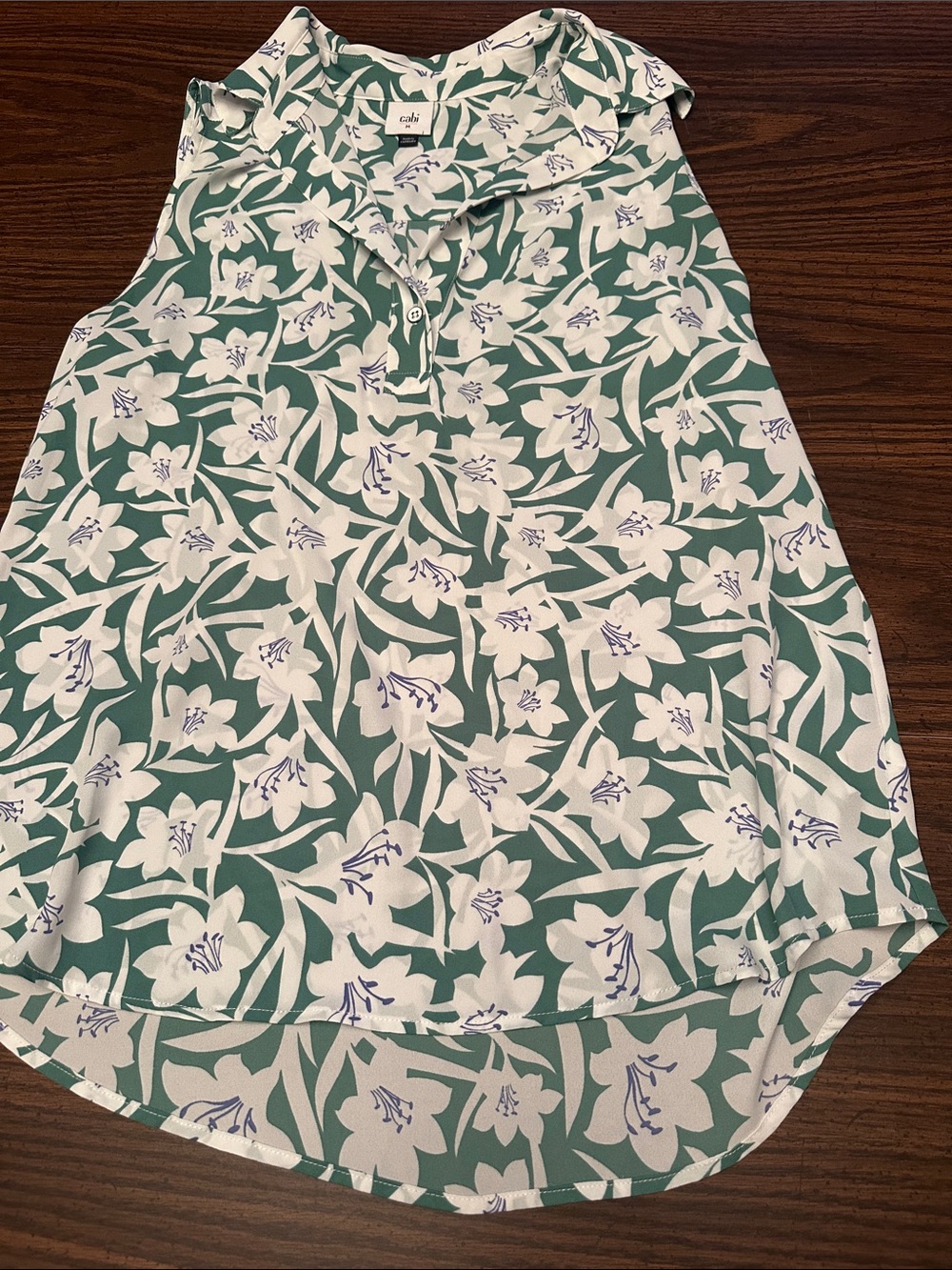 Cabi sheer floral sleeveless blouse